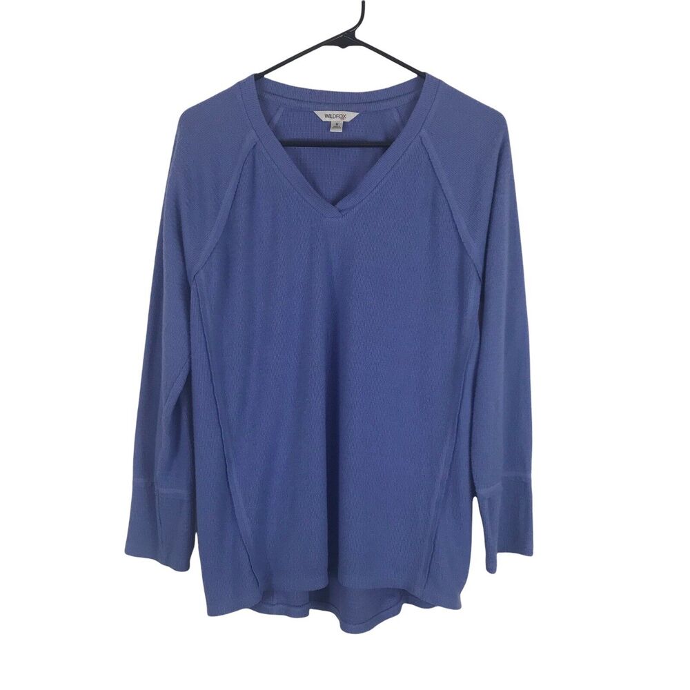 Wildfox Pullover Sweater Womens M Haley Brushed V-Neck Womens Hi Lo Purple